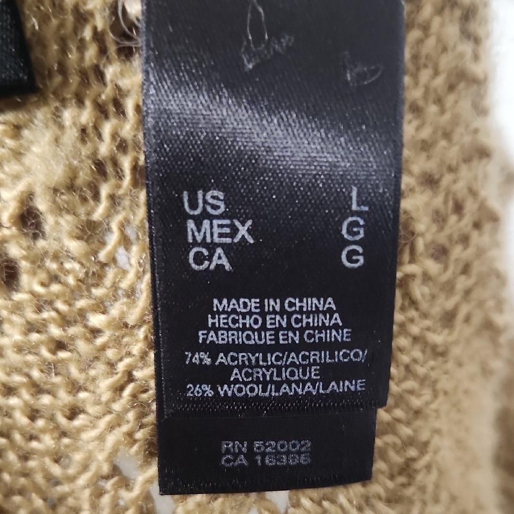 Axcess Beige Open Front Knit Sweater Size LARGE - Picture 6 of 7
